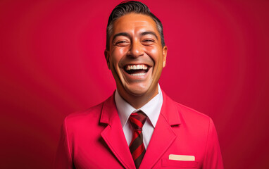 Happy smiling Hotel Staff in a color background