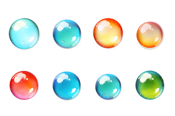Wall Mural - Set of colored bubbles, 3d render. generative ai.