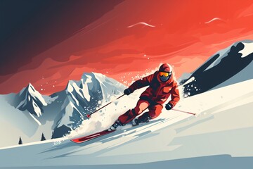 Wall Mural - Graphic illustration of person skiing