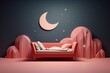 Cartoon and graphic illustration of a bedroom for nighttime sleep
