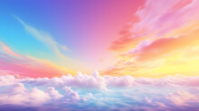 3d Render, Abstract Fantasy Background Of Colorful Sky With Neon Clouds Isolated On A White Background. Generative Ai.