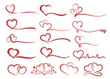 Fototapeta  - A set of stylized  hearts symbols.
