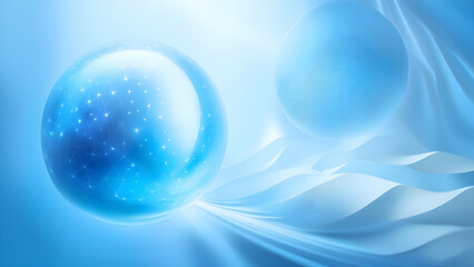 Wall Mural - Abstract blue background with a sphere and a place for your text.