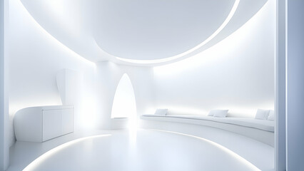Wall Mural - Modern white reception interior. 3d render illustration mock up. Interior design concept
