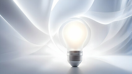 Wall Mural - Light bulb on white background with copy space.