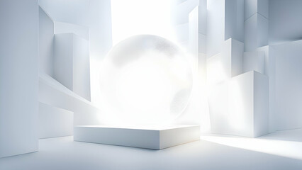 Wall Mural - Modern white reception interior. 3d render illustration mock up. Interior design concept