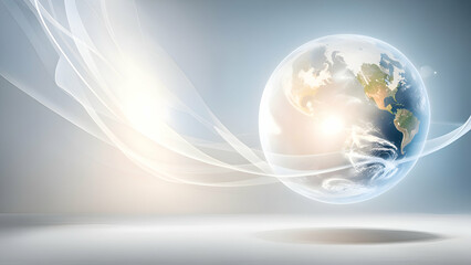 Wall Mural - Globe and wave background. 