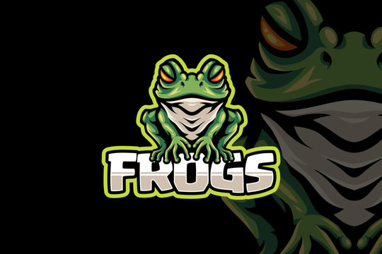 green frog mascot logo design with amphibian animal wild frog for esports gaming team