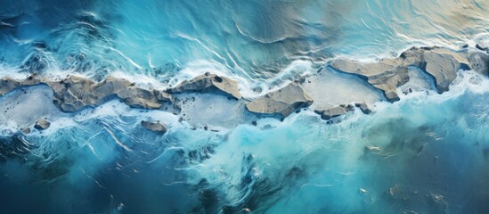 Wall Mural - drone captures melting glacier in iceland, illustrating climate change.