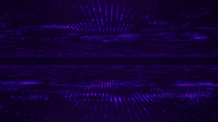 Abstract scene of futuristic cyber world in purple color, sci-fi mesh, glowing technology surface, neon night scene, digital science background 4K animation, seamless loop, virtual reality concept