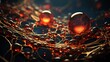 Illuminated Scarlet Spheres on Golden Filaments - generative ai