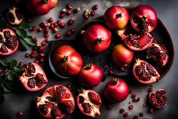 Wall Mural - modern kitchen with red and white walls,Kitchen with pomegranates