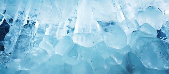 Detail of icicles in an Antarctic iceberg's aqua grotto at Cape Adare.