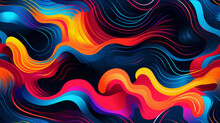 Seamless Pattern Illustration Background Featuring Abstract Interpretations Of Sound Waves. Vibrant Lines And Curves Dance Across The Pattern, Capturing The Dynamic And Rhythmic Of Music And Sound.