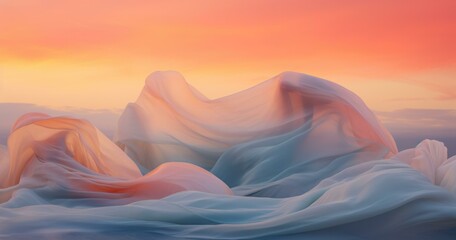 Wall Mural - A beautiful sunset with a beautiful mountain in the background. Generative AI.