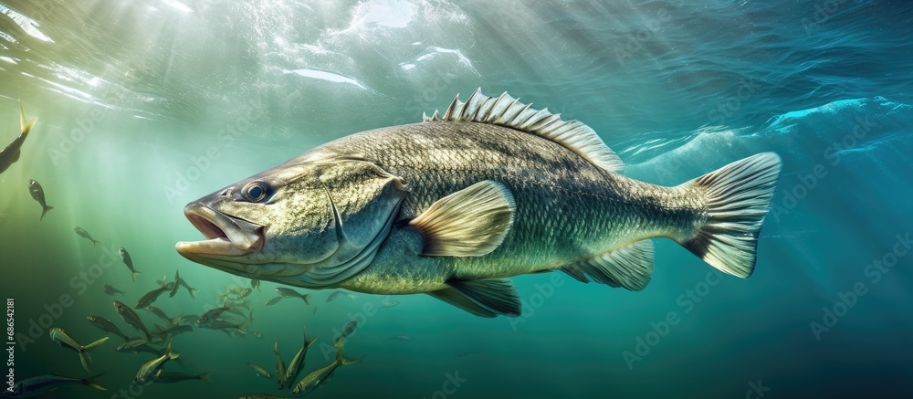 Barramundi fish in the Gulf of Thailand. Stock Photo | Adobe Stock