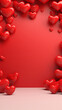 Leinwandbild Motiv Red podium background for product, Symbols of love for women's holiday, Valentine's Day, 3D rendering.