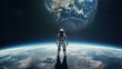 Astronaut Neil Armstrong spacewalk on the Moon surface
