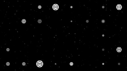 Poster - Template animation of evenly spaced poker chip symbols of different sizes and opacity. Animation of transparency and size. Seamless looped 4k animation on black background with stars