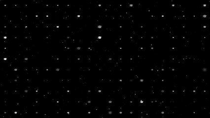 Poster - Template animation of evenly spaced square academic cap symbols of different sizes and opacity. Animation of transparency and size. Seamless looped 4k animation on black background with stars