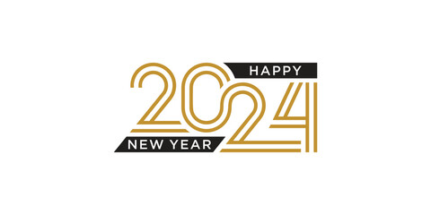 Wall Mural - Happy New Year 2024 text design. for Brochure design template, card, banner. Vector illustration.