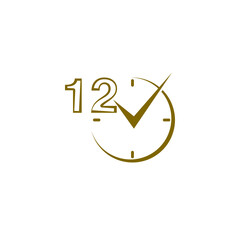 Wall Mural - 12 hour clock icon isolated on transparent background