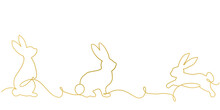 Easter Rabbit Vector Design, Line Art Style, Gold Color Svg