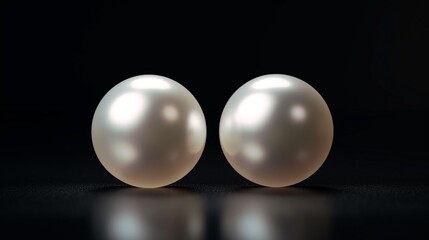 Canvas Print - A close-up of lustrous pearl stud earrings against a dark background in