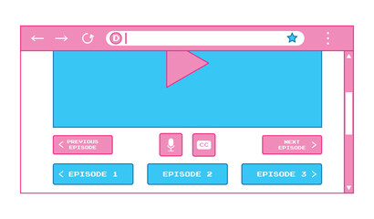 Poster - Web browser window with video player. Watching the TV series in the browser. Vector illustration