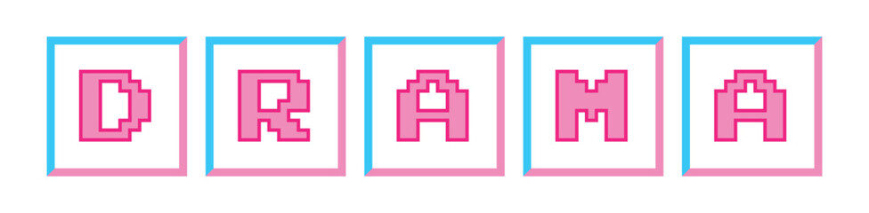 Poster - The word drama from the y2k style keyboard buttons. Vector illustration