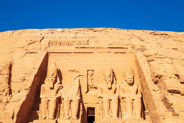 Wall Mural - Abu Simbel, the Great Temple of Ramesses II, carved into the rock.