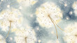 Seamless pattern fluffy watercolor dandelions