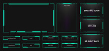 Live stream overlay panel design template. Futuristic digital streaming screen interface. Online game, video streaming frame layout. Vector illustration