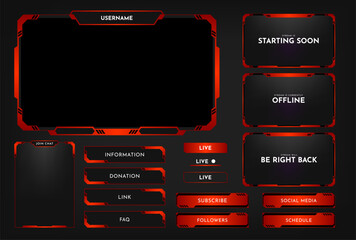 Aufkleber - twitch stream overlay panel design template. futuristic digital streaming screen interface. live vid