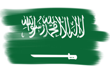 Wall Mural - saudi arabia flag with paint strokes