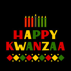 Wall Mural - Happy Kwanzaa typography poster. African American holiday. Vector template for greeting card, banner, postcard, flyer, sticker, etc.