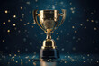 © yurakrasil - champion golden trophy with dark background copy space ,