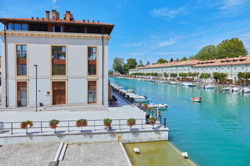 Wall Mural -  Beautiful panoramic view of the marina of Peschiera del Garda, on Lake Garda, Italy.