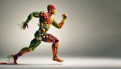 Anatomical Human Athlete Made of Fruit and Vegetables