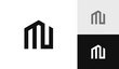Letter MU initial with house shape logo design