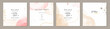 set of pink and beige watercolor artistic square template. Suitable for social media posts, cards, invitations, banner and web ads