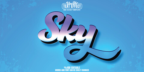 Sky editable text effect, customizable clouds and blue 3D font style