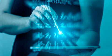 Running Computer data programming. Coding script text on screen.