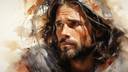 Canvas Print - Jesus christ portrait, almighty holly god