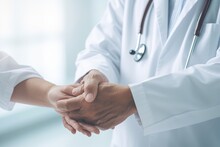 Trustful Moment Healthcare Connection Empathy In Medicine Doctor-Patient Bond Doctor hold the patient hand