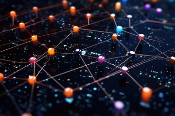 Poster - A visual representation of interconnected dots forming a pattern. Can be used to illustrate concepts such as connectivity, networks, relationships, or data visualization.