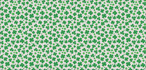 Wall Mural - Shamrock or green clover leaves pattern background flat design vector illustration isolated on white background.