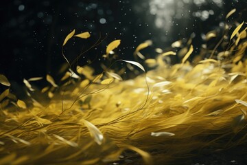 Poster - a captivating image capturing a bunch of yellow feathers gracefully soaring through the air. perfect