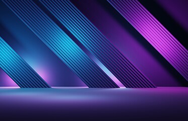 Wall Mural - 3d rendering of purple and blue abstract geometric background. scene for advertising, technology, sh