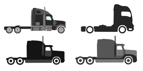 Poster - Trucks set of vector icons. Transport company logo. The head of a truck without a trailer. Set of modern trucks vector. Vector illustration.